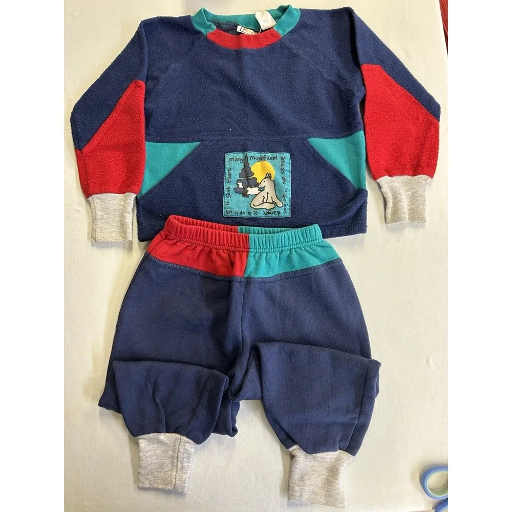 Vintage JetSet Cool Kids Clothes 1980s/1990s 2 Pc Colorblock Outfit Size 3T/4T